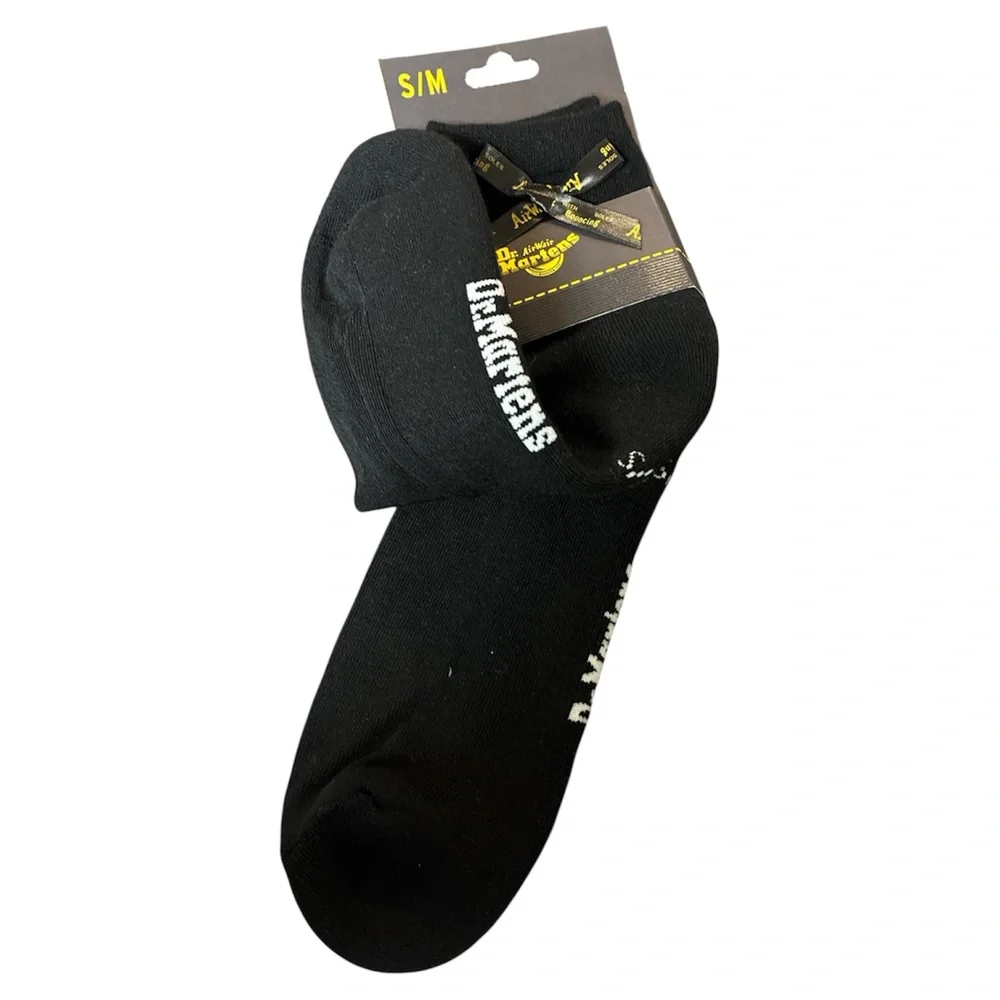 Dr. Martens Bow Sock Black Organic Cotton Blend Crew Socks S/M New